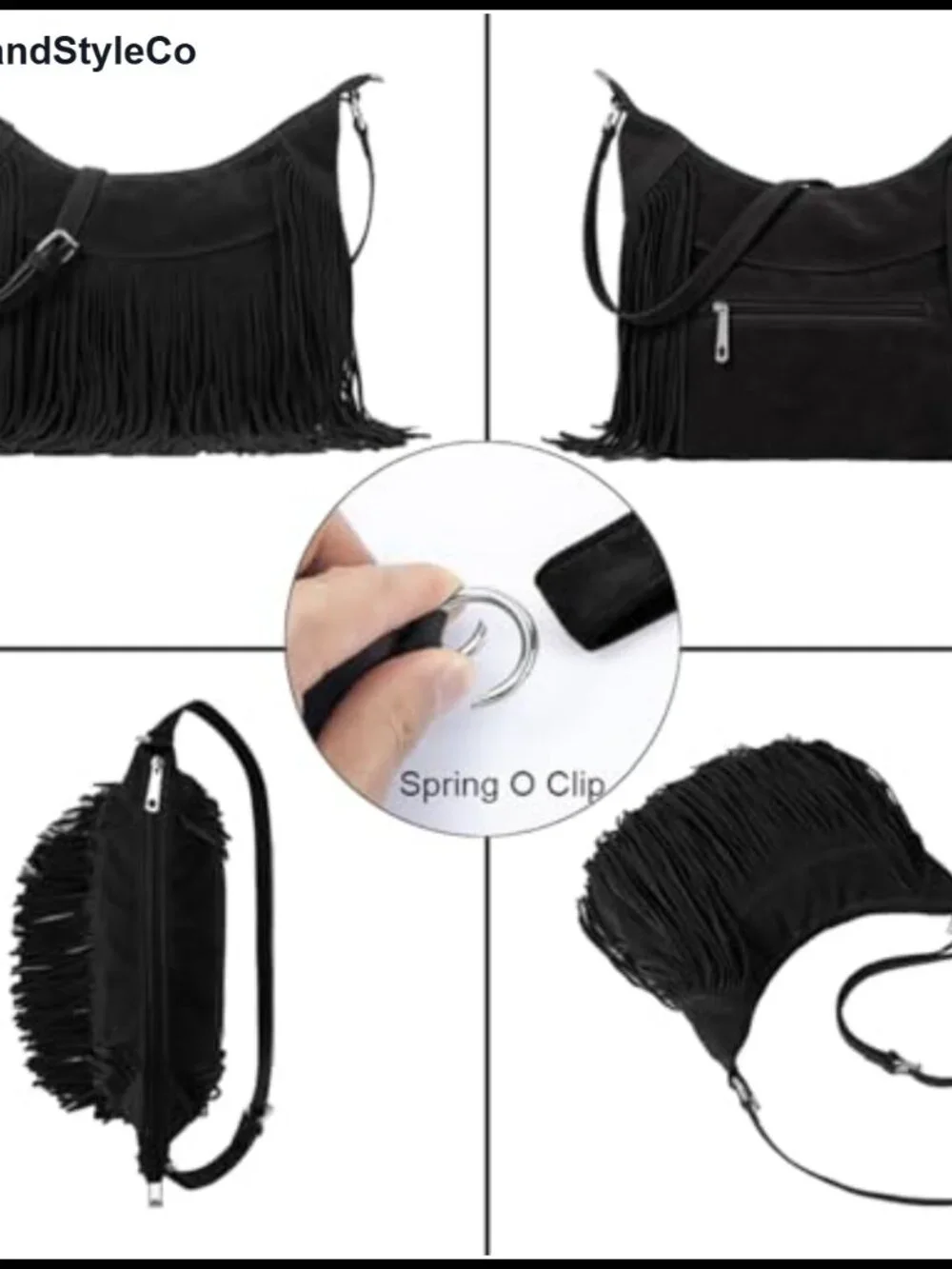 Fringe Hobo Bag Vegan Suede Tassel Western Purse Crossbody Shoulder Bag